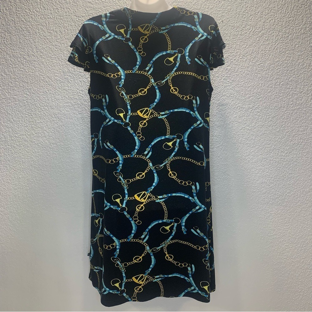 Banana Boat Black and Blue Casual Midi Dress/Coverup with Crew Neck‎ - Picture 2 of 4